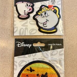 Disney Lion King & Beauty & The Beast Embroidered Iron-On Patches Chip Mrs Potts